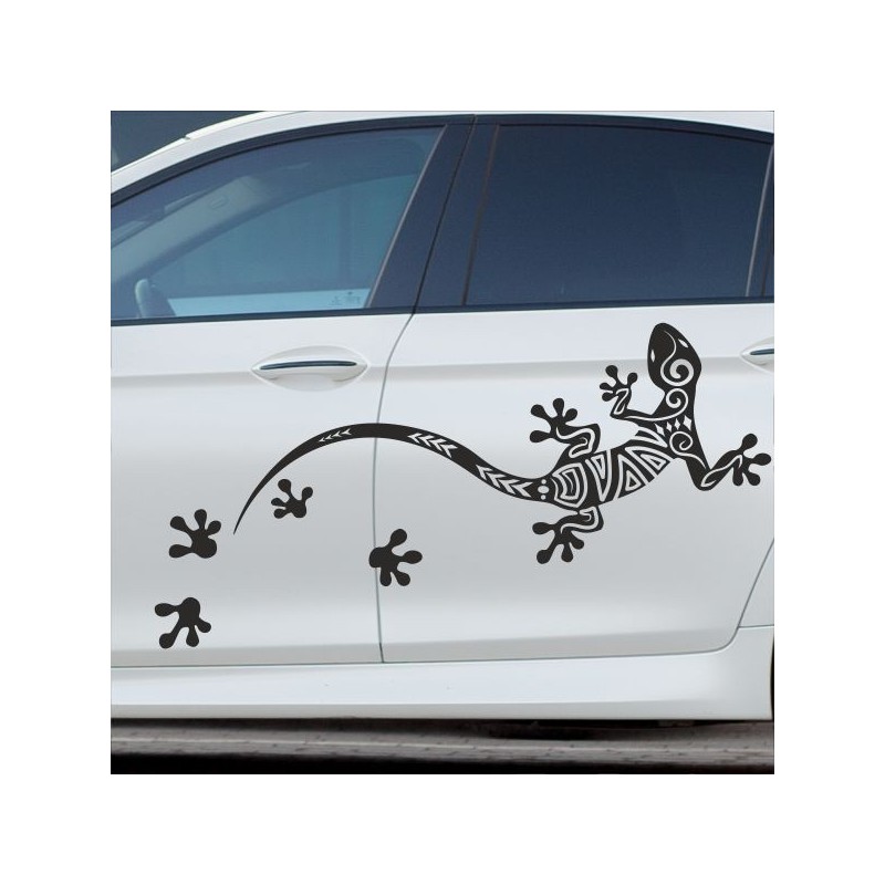 Aufkleber SET Auto Car Tattoo Style Seiten Tribal Dekor Pferd Gecko Power Blumen Ranke Fee Hexe Blumen Blüten Gecko Farbe Decal