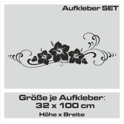 Aufkleber SET Auto Car Tattoo Style Seiten Tribal Dekor Pferd Gecko Power Blumen Ranke Fee Hexe Blumen Blüten Gecko Farbe Decal