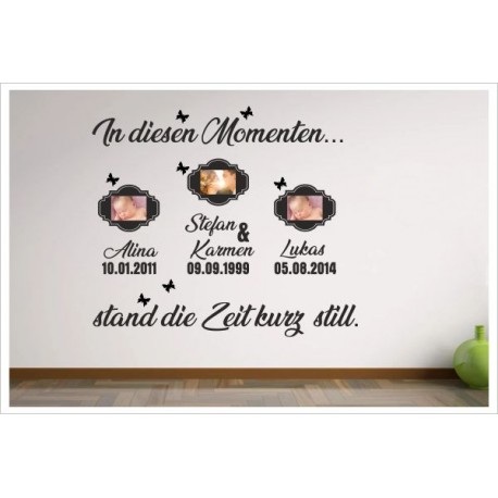 In these moments -  Momenten stand die Zeit still Uhr Foto Bilderrahmen Wandaufkleber Wandtattoo Aufkleber Familie Family