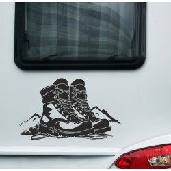 Wohnmobil Aufkleber Wanderschuhe Wandern Bergsteigen Wohnwagen Camping  WOMO 03