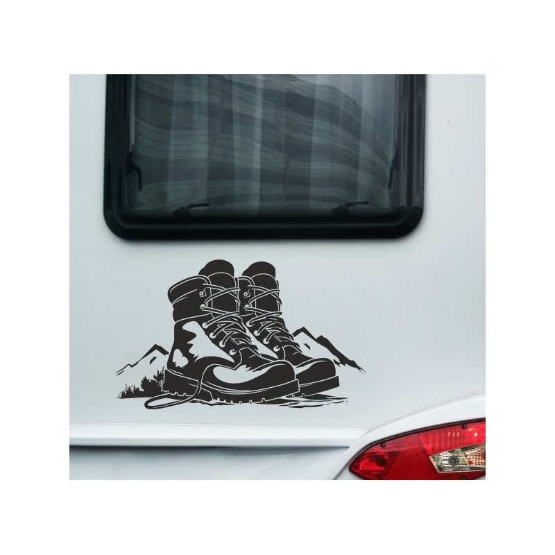 Wohnmobil Aufkleber Wanderschuhe Wandern Bergsteigen Wohnwagen Camping  WOMO 03