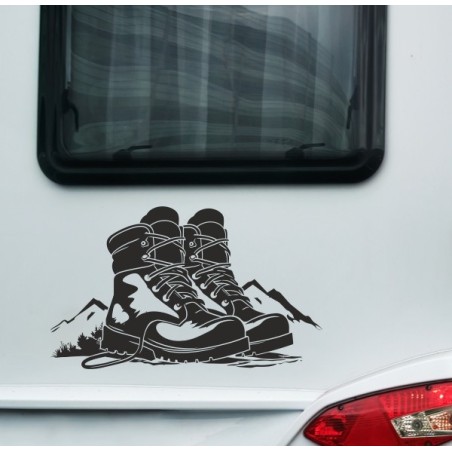 Wohnmobil Aufkleber Wanderschuhe Wandern Bergsteigen Wohnwagen Camping  WOMO 03