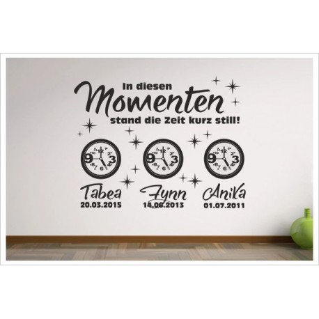 In these moments -  Momenten stand die Zeit still Uhr Foto Bilderrahmen Wandaufkleber Wandtattoo Aufkleber Familie Family