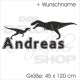 Kinder Dino Dinosaurier Tyrannosaurus Rex Reptil + Name Wandaufkleber  Wandtattoo Aufkleber