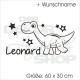 Kinder Dino Dinosaurier T-Rex Reptil Drache Comic Kids + Name Wandaufkleber  Wandtattoo Aufkleber