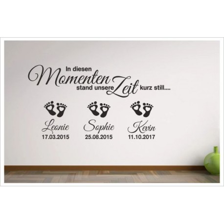 In these moments -  Momenten stand die Zeit still Uhr Erinnerung Familie Wandaufkleber Wandtattoo Aufkleber Familie Family