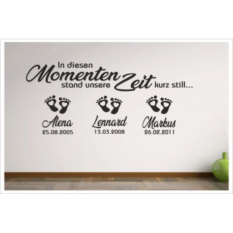 In these moments -  Momenten stand die Zeit still Uhr Erinnerung Familie Wandaufkleber Wandtattoo Aufkleber Familie Family