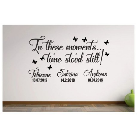 In these moments -  Momenten stand die Zeit still Uhr Erinnerung Familie Wandaufkleber Wandtattoo Aufkleber Familie Family