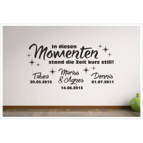 In these moments -  Momenten stand die Zeit still Uhr Erinnerung Familie Wandaufkleber Wandtattoo Aufkleber Familie Family