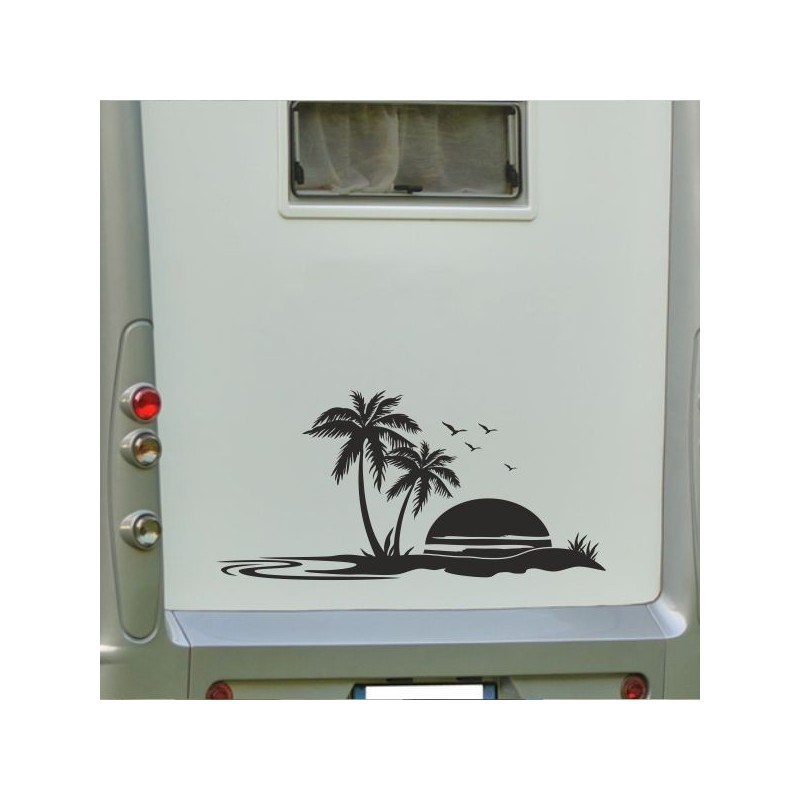 Aufkleber Wohnmobil Wohnwagen Reise Camping Auto Reisemobil Möwe Meer Kompass Globus Strand Palme Urlaub Spruch Familie Zuhause