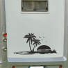 Aufkleber Wohnmobil Wohnwagen Reise Camping Auto Reisemobil Möwe Meer Kompass Globus Strand Palme Urlaub Spruch Familie Zuhause
