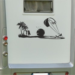 Aufkleber Wohnmobil Wohnwagen Reise Camping Auto Reisemobil Möwe Meer Kompass Globus Strand Palme Urlaub Spruch Familie Zuhause