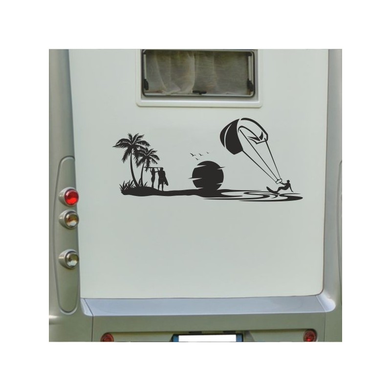 Aufkleber Wohnmobil Wohnwagen Reise Camping Auto Reisemobil Möwe Meer Kompass Globus Strand Palme Urlaub Spruch Familie Zuhause