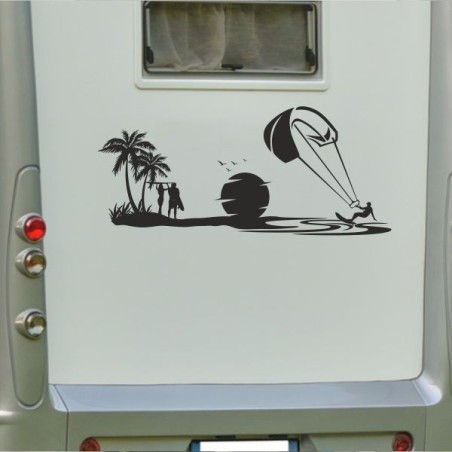 Aufkleber Wohnmobil Wohnwagen Reise Camping Auto Reisemobil Möwe Meer Kompass Globus Strand Palme Urlaub Spruch Familie Zuhause