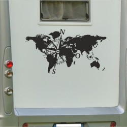 Aufkleber Wohnmobil Wohnwagen Reise Camping Auto Reisemobil Möwe Meer Kompass Globus Strand Palme Urlaub Spruch Familie Zuhause