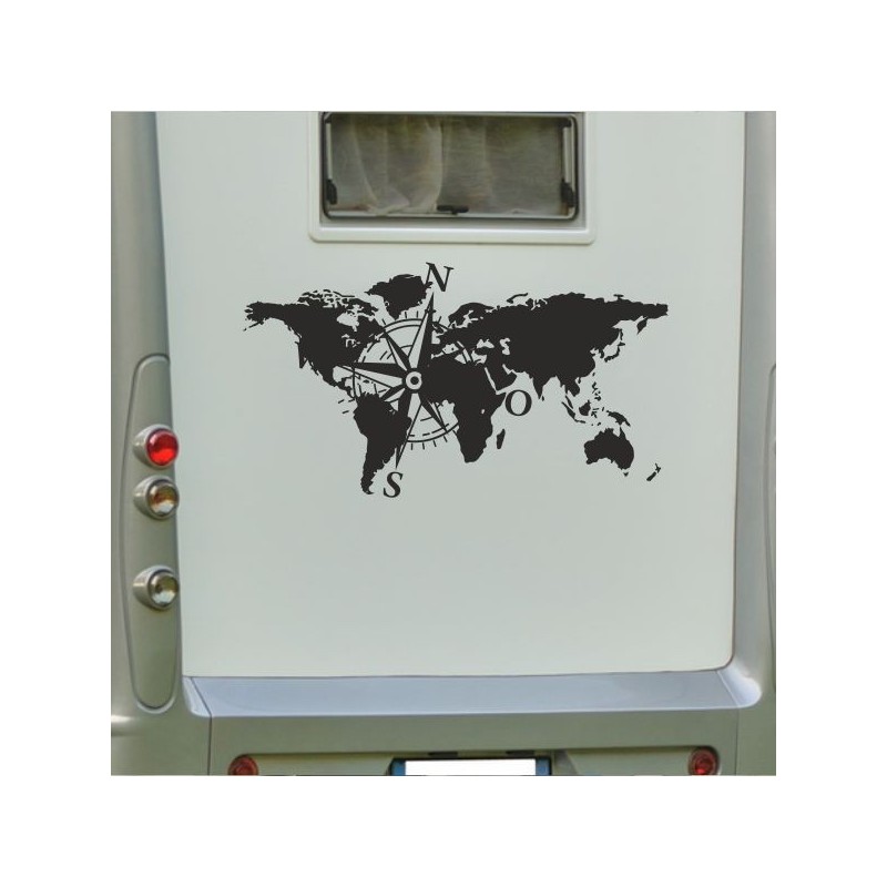 Aufkleber Wohnmobil Wohnwagen Reise Camping Auto Reisemobil Möwe Meer Kompass Globus Strand Palme Urlaub Spruch Familie Zuhause