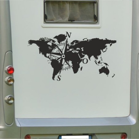 Aufkleber Wohnmobil Wohnwagen Reise Camping Auto Reisemobil Möwe Meer Kompass Globus Strand Palme Urlaub Spruch Familie Zuhause