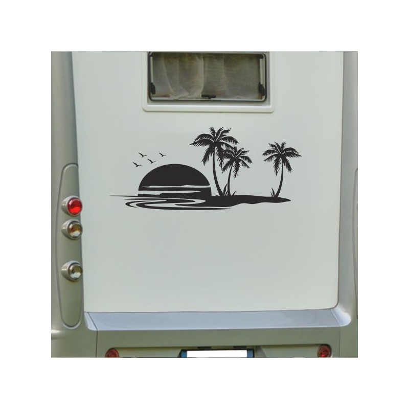 Aufkleber Wohnmobil Wohnwagen Reise Camping Auto Reisemobil Möwe Meer Kompass Globus Strand Palme Urlaub Spruch Familie Zuhause