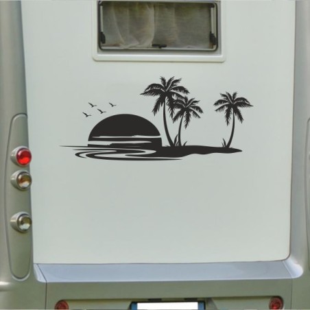 Aufkleber Wohnmobil Wohnwagen Reise Camping Auto Reisemobil Möwe Meer Kompass Globus Strand Palme Urlaub Spruch Familie Zuhause