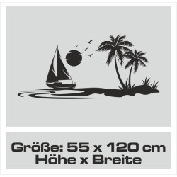 Aufkleber Wohnmobil Wohnwagen Reise Camping Auto Reisemobil Möwe Meer Kompass Globus Strand Palme Urlaub Spruch Familie Zuhause