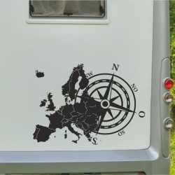 Aufkleber Wohnmobil Wohnwagen Reise Camping Auto Reisemobil Möwe Meer Kompass Globus Strand Palme Urlaub Spruch Familie Zuhause