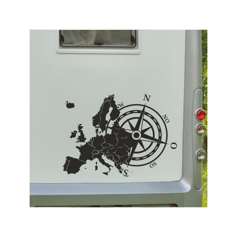 Aufkleber Wohnmobil Wohnwagen Reise Camping Auto Reisemobil Möwe Meer Kompass Globus Strand Palme Urlaub Spruch Familie Zuhause