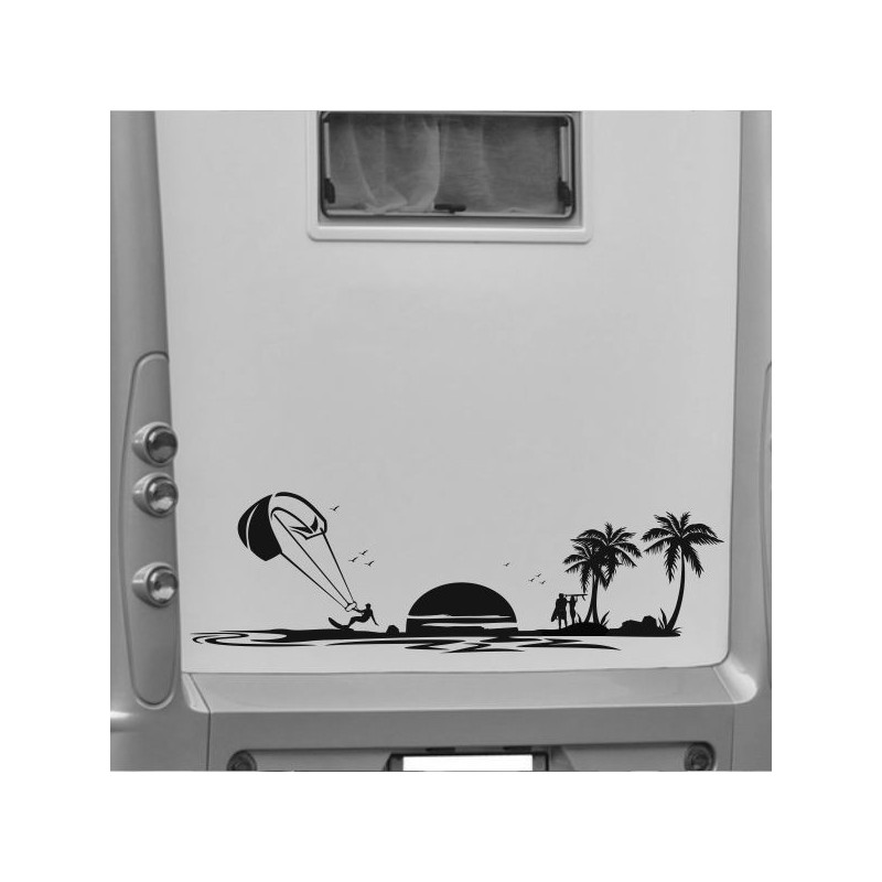 Aufkleber Wohnmobil Wohnwagen Reise Camping Auto Reisemobil Möwe Meer Kompass Globus Strand Palme Urlaub Spruch Familie Zuhause