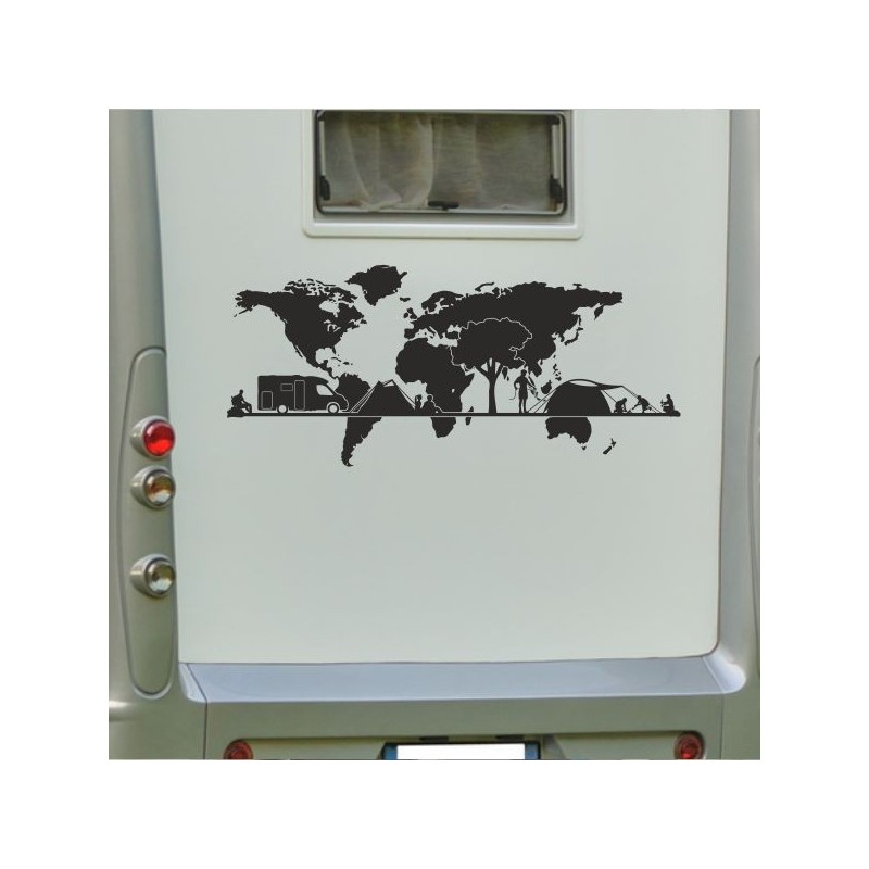 Aufkleber Wohnmobil Wohnwagen Reise Camping Auto Reisemobil Möwe Meer Kompass Globus Strand Palme Urlaub Spruch Familie Zuhause