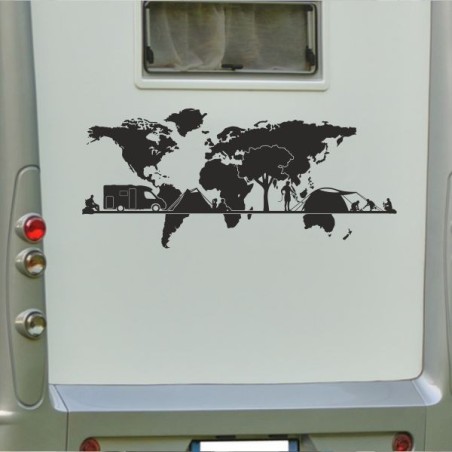 Aufkleber Wohnmobil Wohnwagen Reise Camping Auto Reisemobil Möwe Meer Kompass Globus Strand Palme Urlaub Spruch Familie Zuhause