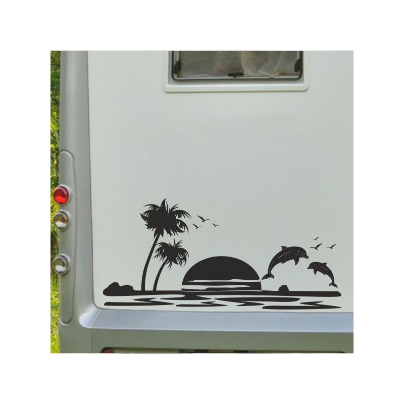 Aufkleber Wohnmobil Wohnwagen Reise Camping Auto Reisemobil Möwe Meer Kompass Globus Strand Palme Urlaub Spruch Familie Zuhause