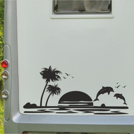 Aufkleber Wohnmobil Wohnwagen Reise Camping Auto Reisemobil Möwe Meer Kompass Globus Strand Palme Urlaub Spruch Familie Zuhause