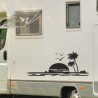 Aufkleber Wohnmobil Wohnwagen Reise Camping Auto Reisemobil Möwe Meer Kompass Globus Strand Palme Urlaub Spruch Familie Zuhause