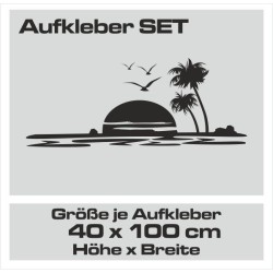 Aufkleber Wohnmobil Wohnwagen Reise Camping Auto Reisemobil Möwe Meer Kompass Globus Strand Palme Urlaub Spruch Familie Zuhause