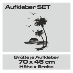Aufkleber Wohnmobil Wohnwagen Reise Camping Auto Reisemobil Möwe Meer Kompass Globus Strand Palme Urlaub Spruch Familie Zuhause