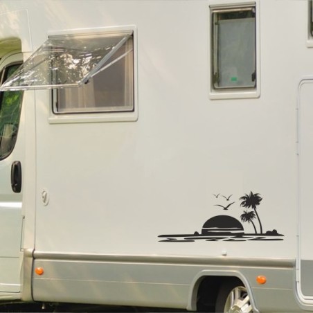Aufkleber Wohnmobil Wohnwagen Reise Camping Auto Reisemobil Möwe Meer Kompass Globus Strand Palme Urlaub Spruch Familie Zuhause