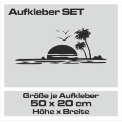 Aufkleber Wohnmobil Wohnwagen Reise Camping Auto Reisemobil Möwe Meer Kompass Globus Strand Palme Urlaub Spruch Familie Zuhause