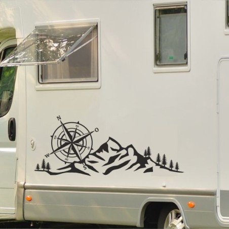 Aufkleber Wohnmobil Wohnwagen Reise Camping Auto Reisemobil Möwe Meer Kompass Globus Strand Palme Urlaub Spruch Familie Zuhause