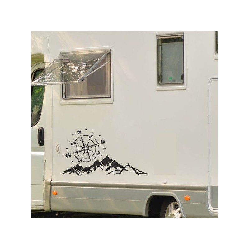 Aufkleber Wohnmobil Wohnwagen Reise Camping Auto Reisemobil Möwe Meer Kompass Globus Strand Palme Urlaub Spruch Familie Zuhause