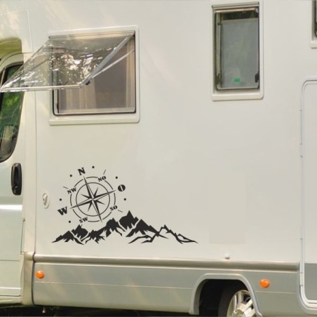 Aufkleber Wohnmobil Wohnwagen Reise Camping Auto Reisemobil Möwe Meer Kompass Globus Strand Palme Urlaub Spruch Familie Zuhause