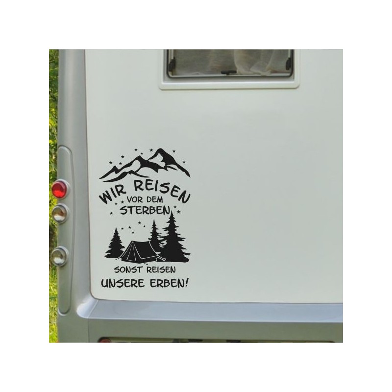 Aufkleber Wohnmobil Wohnwagen Reise Camping Auto Reisemobil Möwe Meer Kompass Globus Strand Palme Urlaub Spruch Familie Zuhause