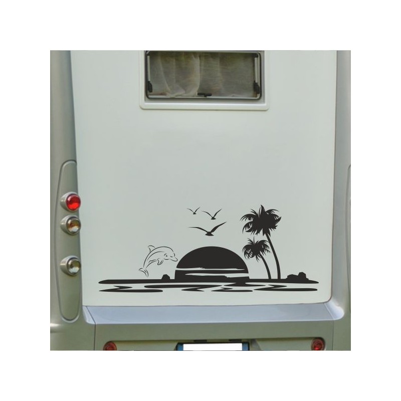 Aufkleber Wohnmobil Wohnwagen Reise Camping Auto Reisemobil Möwe Meer Kompass Globus Strand Palme Urlaub Spruch Familie Zuhause