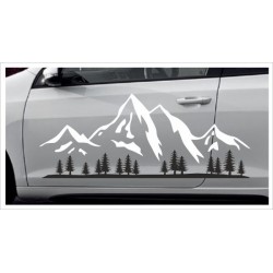 Landschaft 2farbig Berge Offraod Wald Tanne Wälder Alpen Aufkleber SET Autoaufkleber Sticker