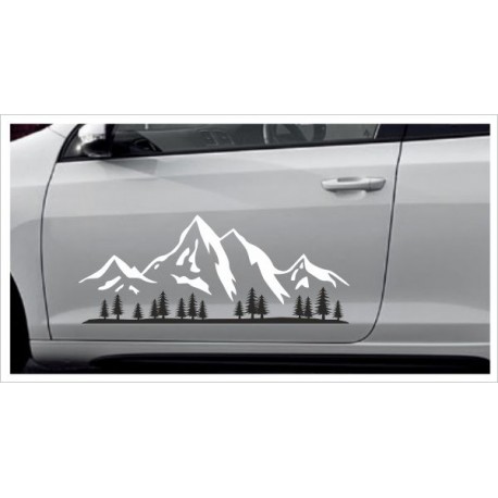 Landschaft 2farbig Berge Offraod Tanne Wald Wälder  Alpen Aufkleber SET Autoaufkleber Sticker