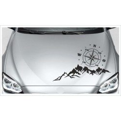 Landschaft Berge Kompass Windrose Panorama  Auto Aufkleber Offroad 4x4 Car Sticker Fahrzeugbeschriftung