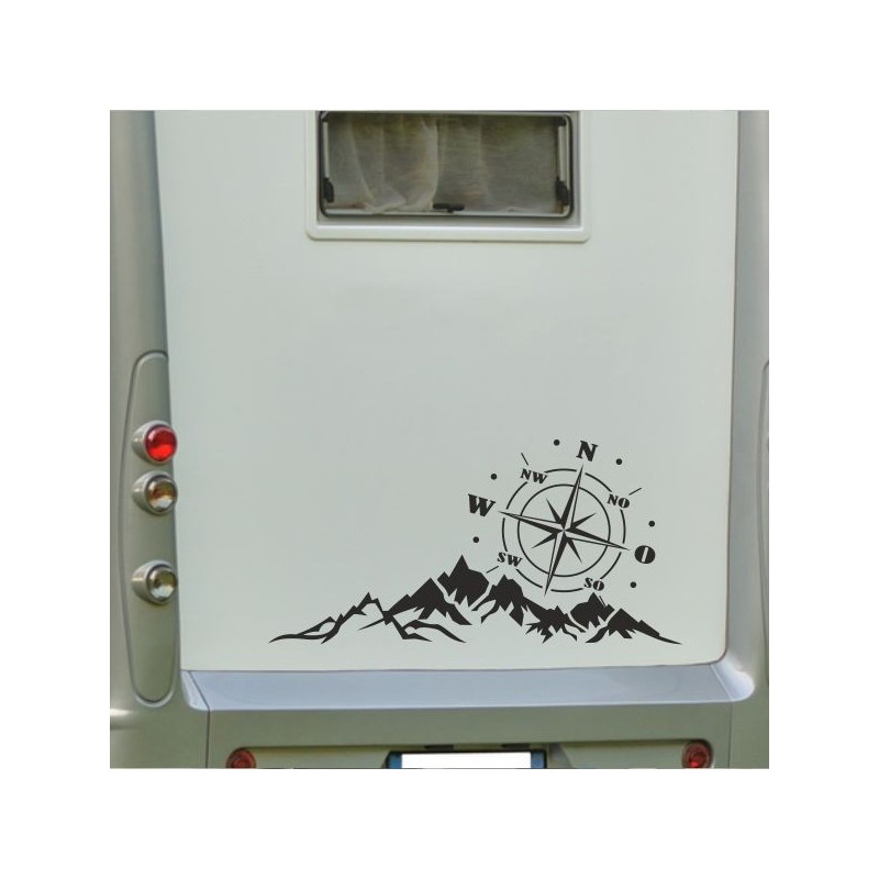 Aufkleber Wohnmobil Wohnwagen Reise Camping Auto Reisemobil Möwe Meer Kompass Globus Strand Palme Urlaub Spruch Familie Zuhause