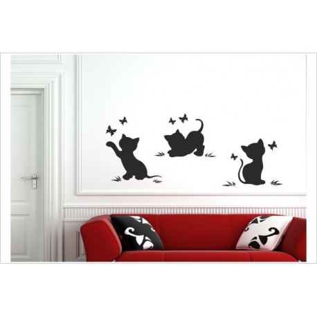 Kätzchen 3x Katze Kratz Schmusekatze Miau Aufkleber Wand Wandaufkleber Wandaufkleber