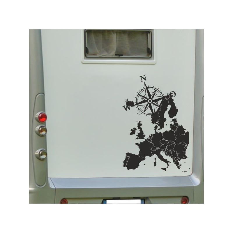 Aufkleber Wohnmobil Wohnwagen Reise Camping Auto Reisemobil Möwe Meer Kompass Globus Strand Palme Urlaub Spruch Familie Zuhause