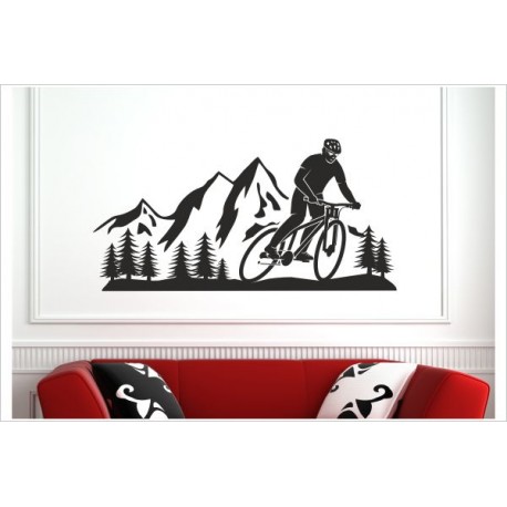 Landschaft Berge Offraod Fahrrad Biker Wand Panorama  Alpen Aufkleber SET Autoaufkleber Sticker