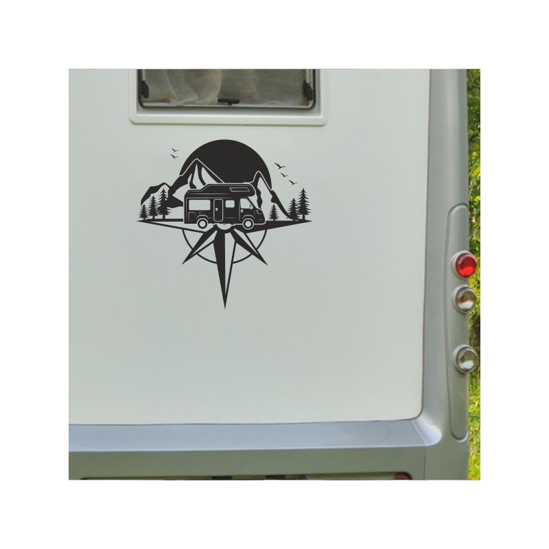 Aufkleber Wohnmobil Wohnwagen Reise Camping Auto Reisemobil Möwe Meer Kompass Globus Strand Palme Urlaub Spruch Familie Zuhause