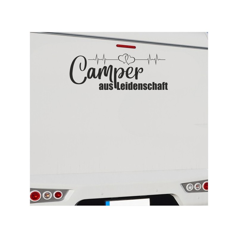 Wohnmobil Aufkleber Camper aus Leidenschaft Herz Herzschlag Wohnwagen Camping  WOMO 08